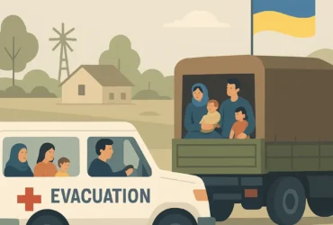Евакуація під обстрілами на Дніпропетровщині: гуманітарна місія вивезла із села Троїцьке дві родини з 13 дітьми