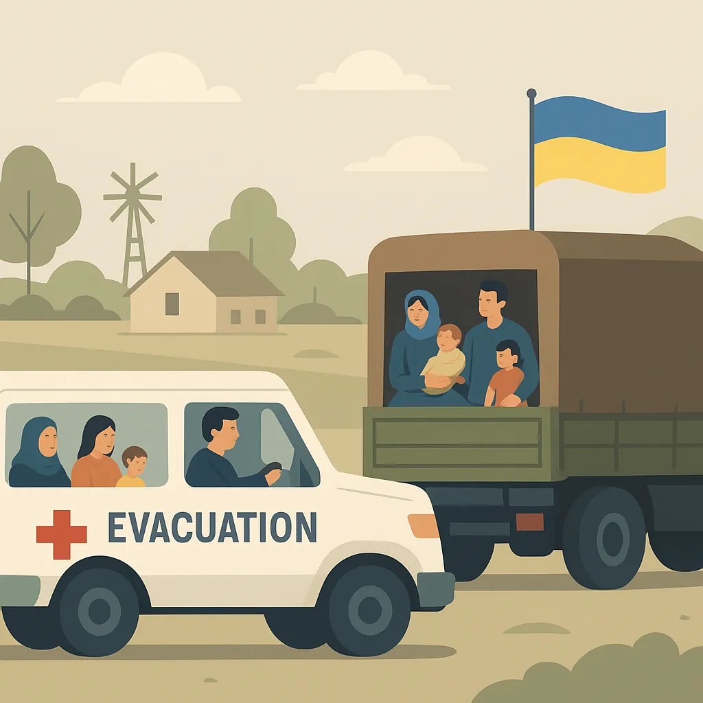 Евакуація під обстрілами на Дніпропетровщині: гуманітарна місія вивезла із села Троїцьке дві родини з 13 дітьми